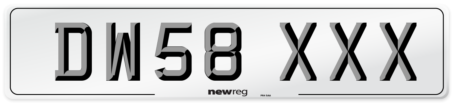 DW58 XXX Number Plate from New Reg